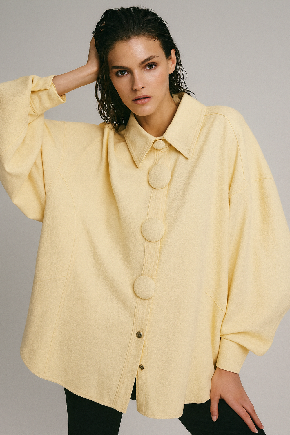 Veste jean gros boutons jaune H10026