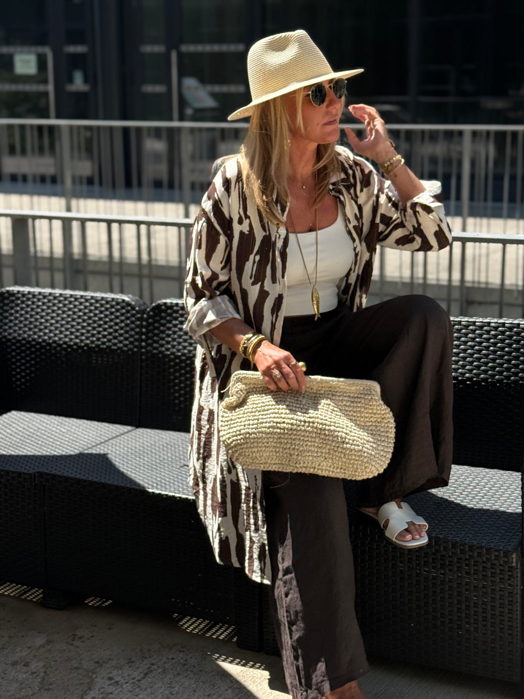 Robe chemise motif zébré R630 MARRON