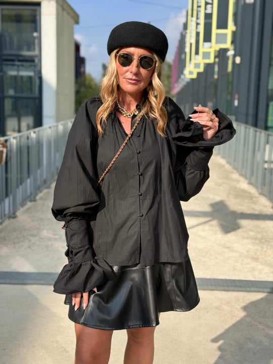 Blouse manches bouffante H15170 Noir