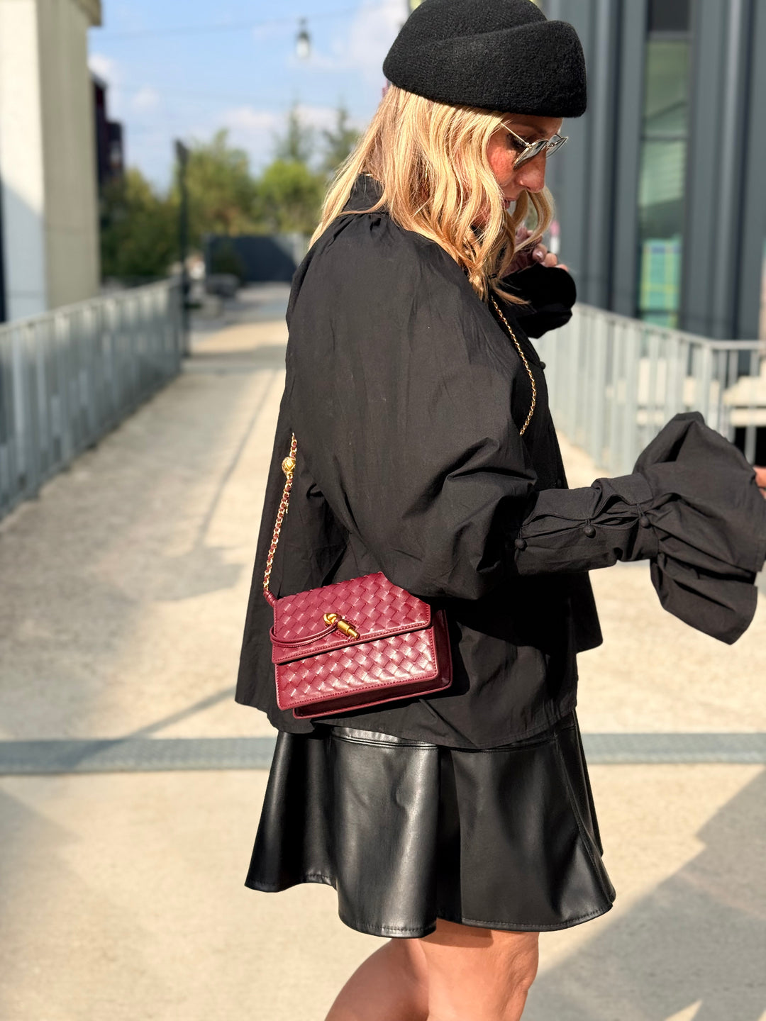 Blouse manches bouffante H15170 Noir
