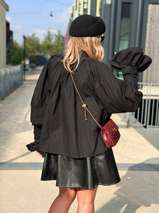 Blouse manches bouffante H15170 Noir