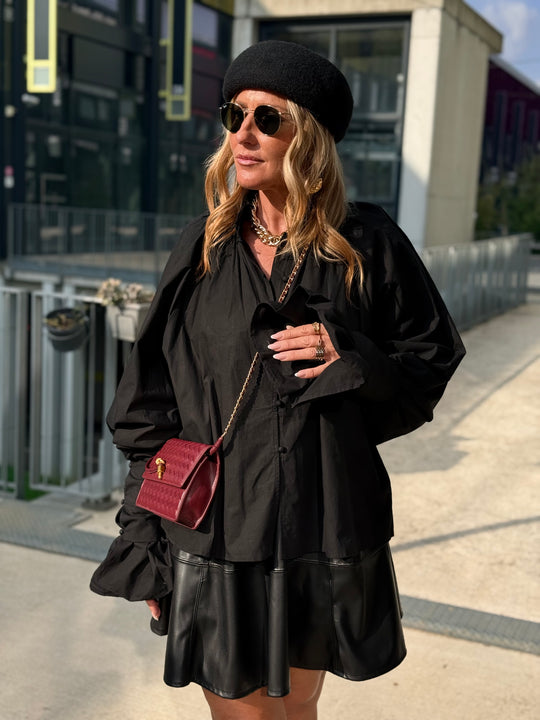 Blouse manches bouffante H15170 Noir