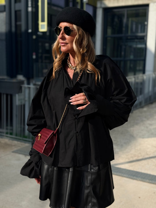 Blouse manches bouffante H15170 Noir