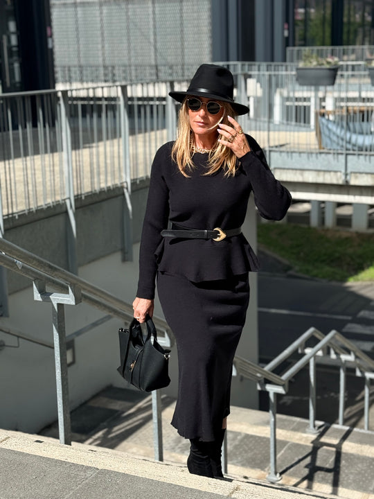 Ensemble maille jupe Noir 5160