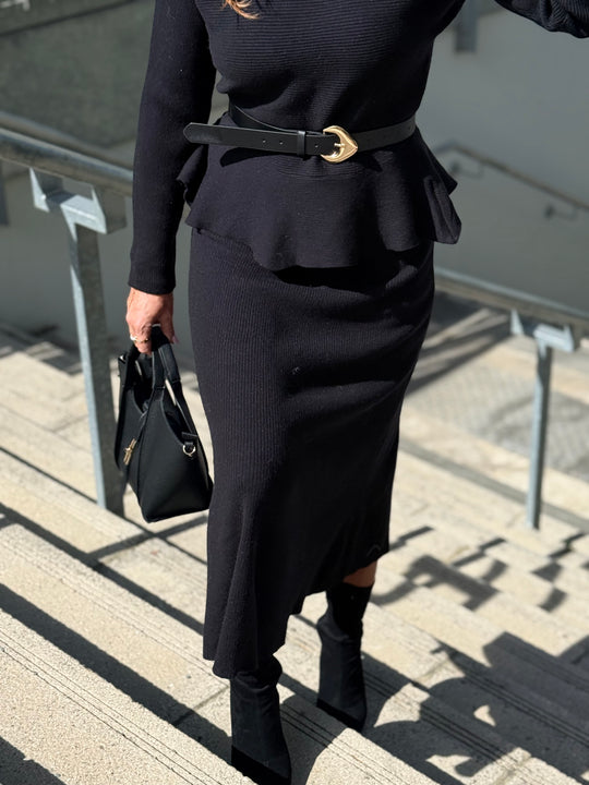Ensemble maille jupe Noir 5160