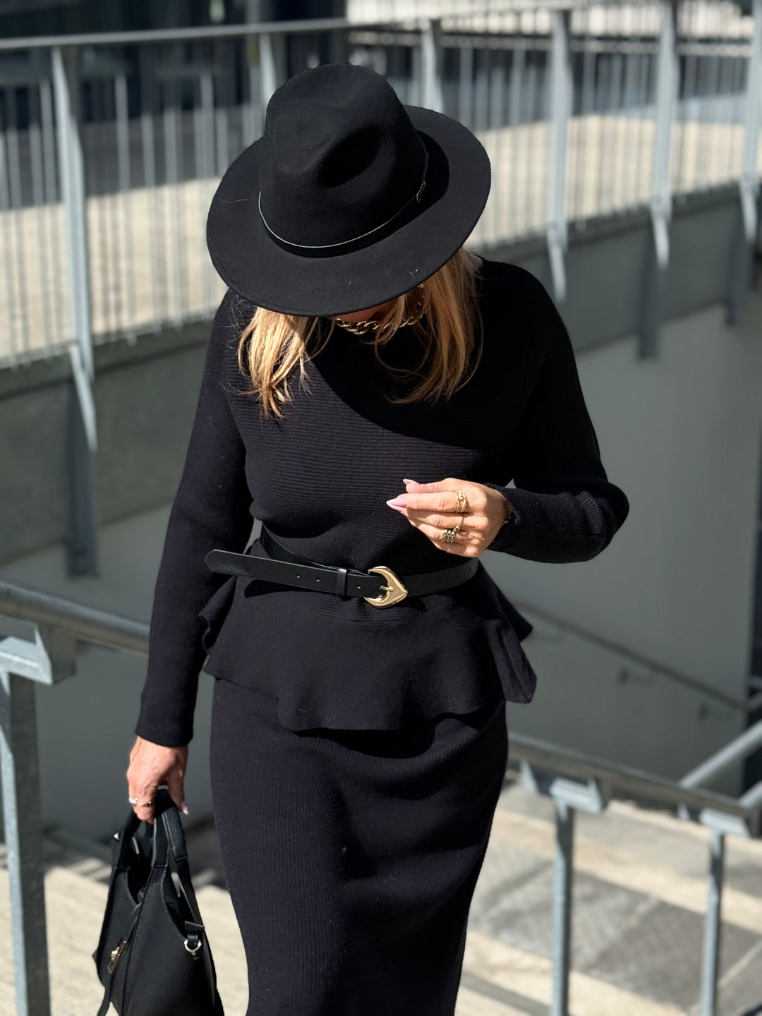 Ensemble maille jupe Noir 5160