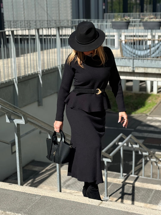 Ensemble maille jupe Noir 5160