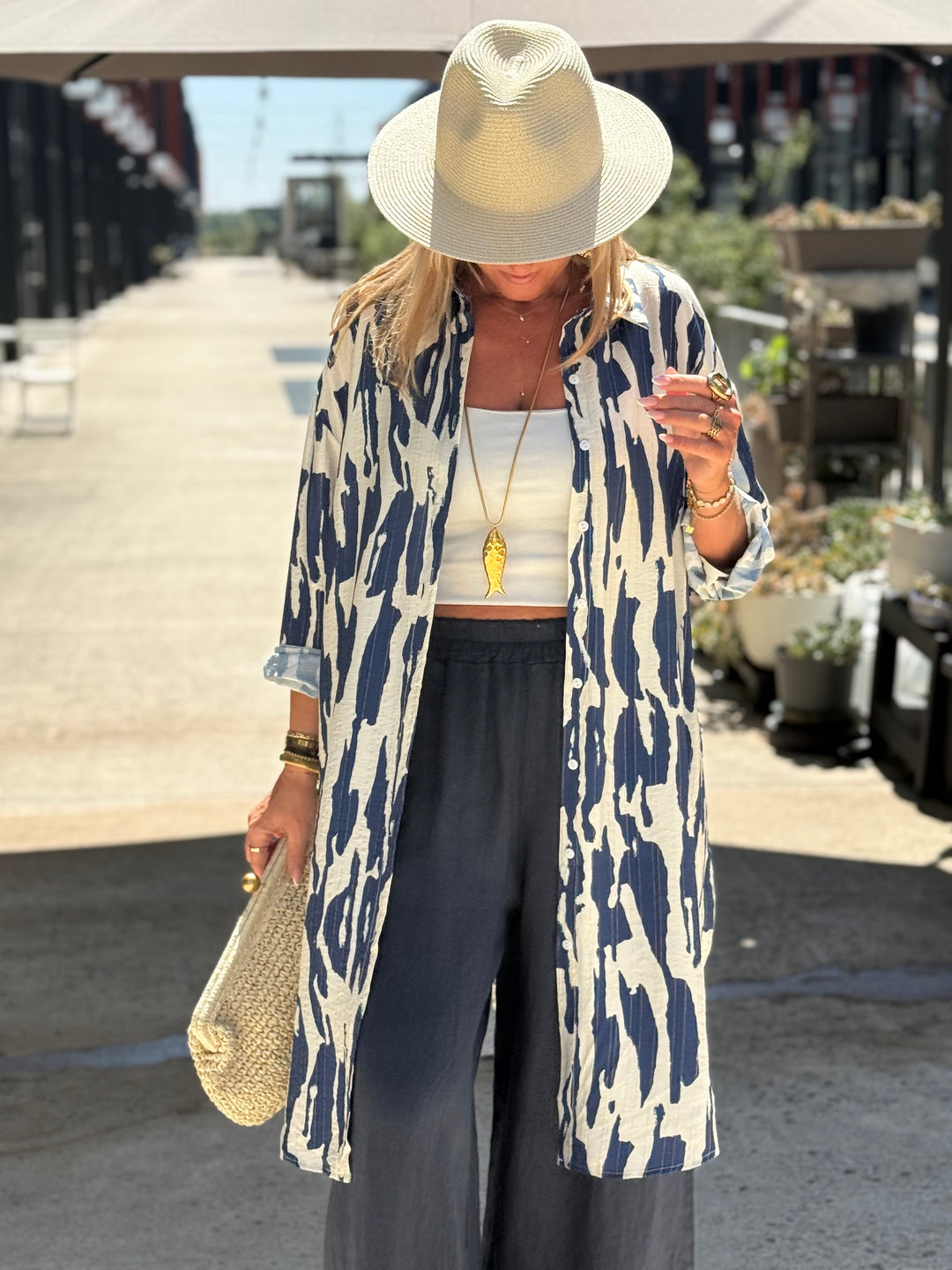 Robe chemise motif zébré R630 BLEU
