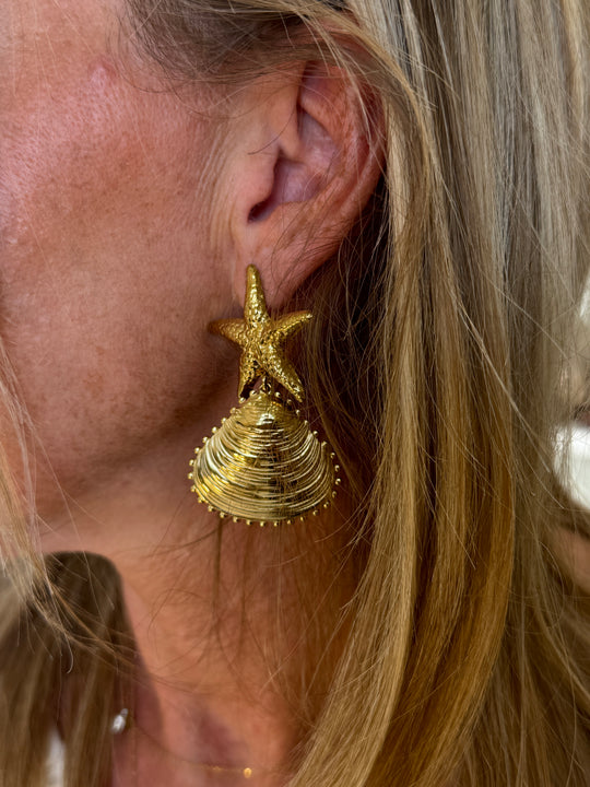 Boucles d’oreilles étoiles de mer et coquillage