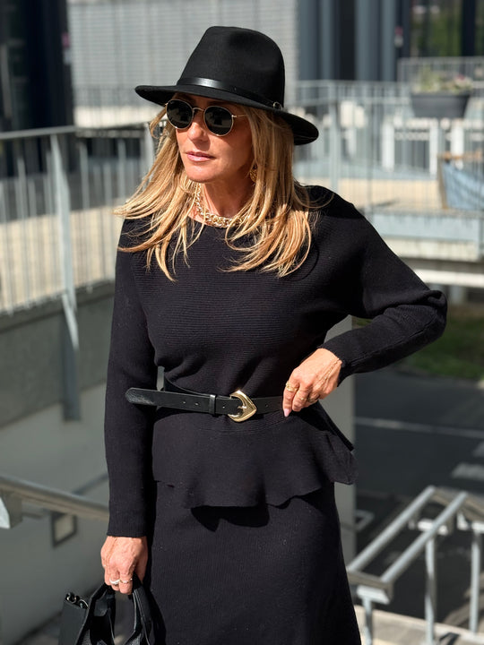 Ensemble maille jupe Noir 5160