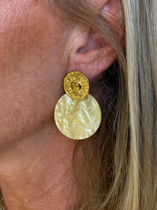 Boucles rond Nacré jaune N91