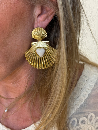 Boucles d'oreilles coquillage  Beige