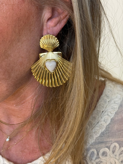 Boucles d'oreilles coquillage  Beige