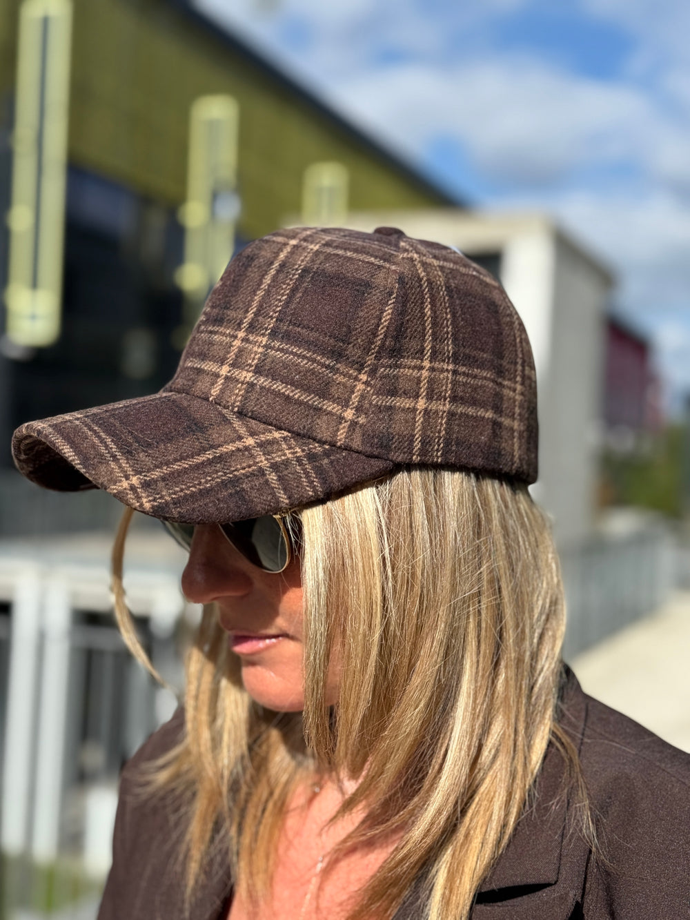 Casquette feutrine carreaux