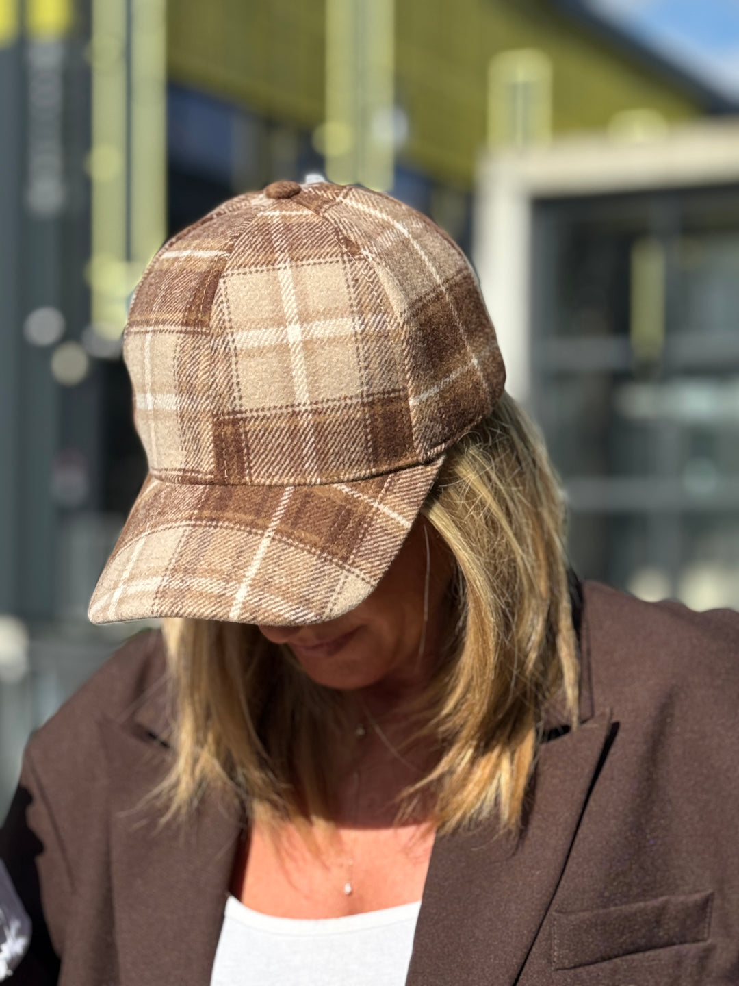 Casquette feutrine carreaux