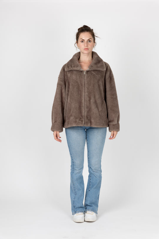 Fourrure col montant taupe 8776