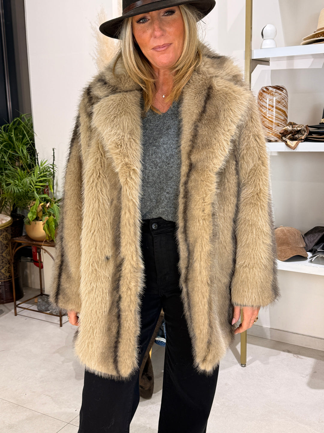 Veste fourrure milong Taupe 5503