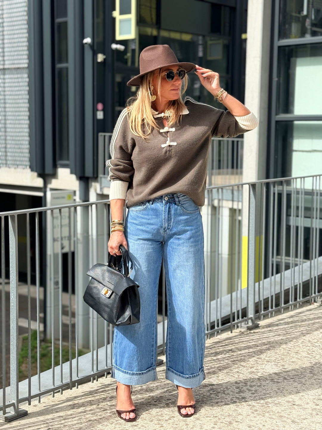 Pull col boutonné kaki 2772