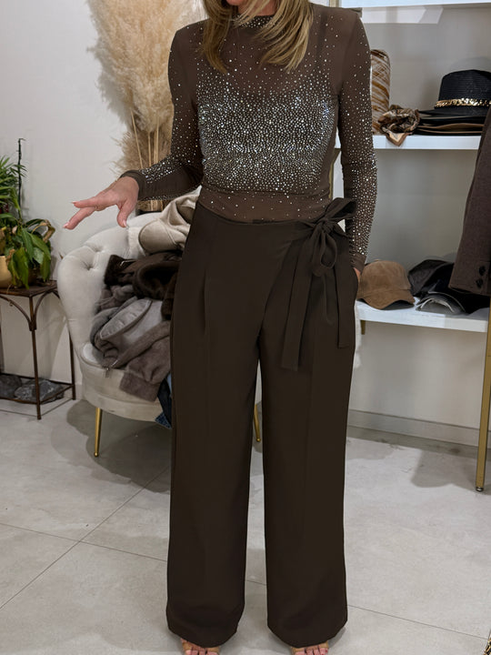 Pantalon pince attaché côté 778 choco