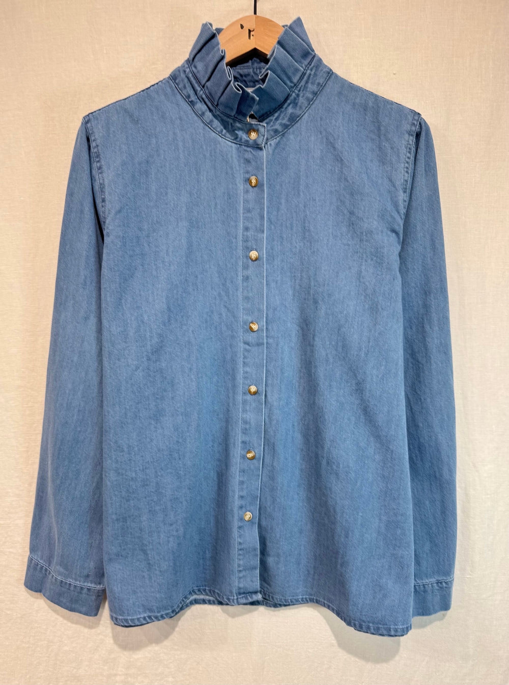 Chemise col volant jean R6197 (grande taille)