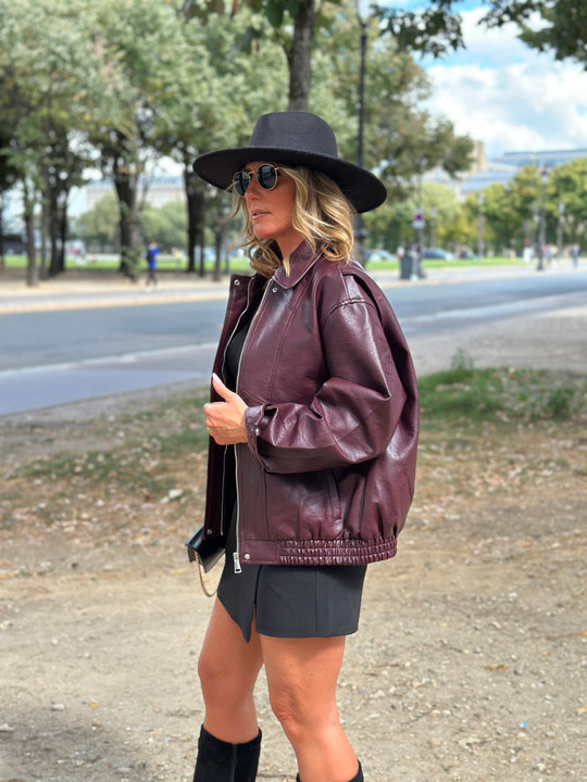 Veste similicuir bordeaux 2191
