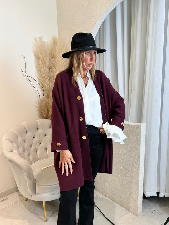 Gilet robe bouton or Bordeaux B1541