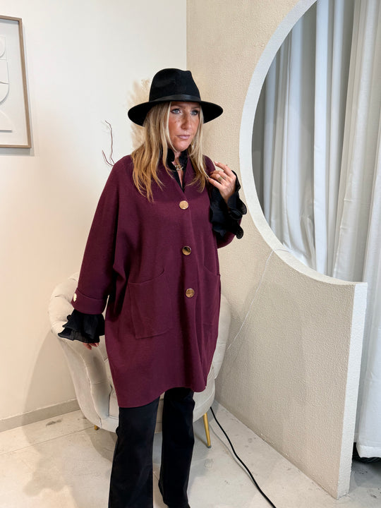 Gilet robe bouton or Bordeaux B1541