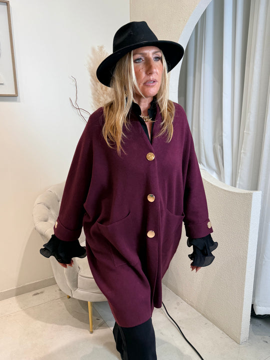Gilet robe bouton or Bordeaux B1541