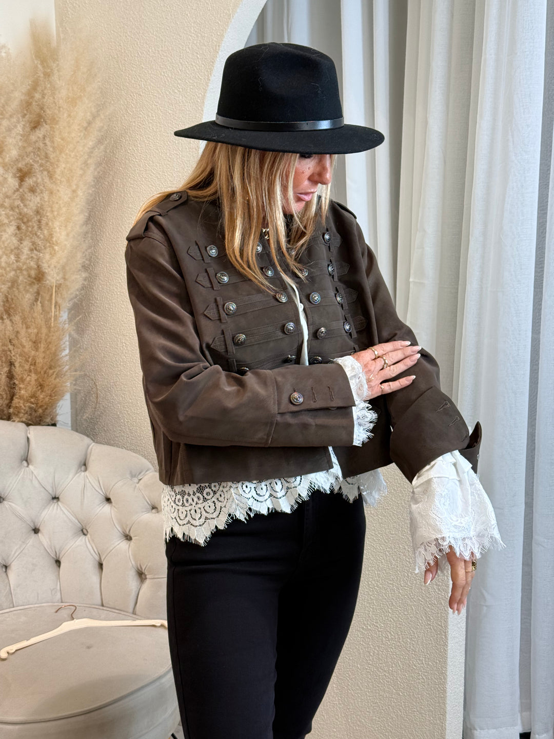 Veste daim officier choco 9523