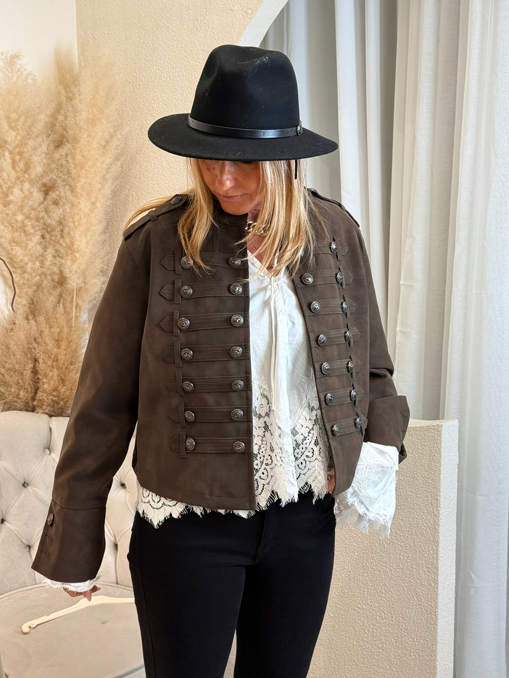 Veste daim officier choco 9523