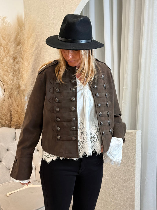 Veste daim officier choco 9523