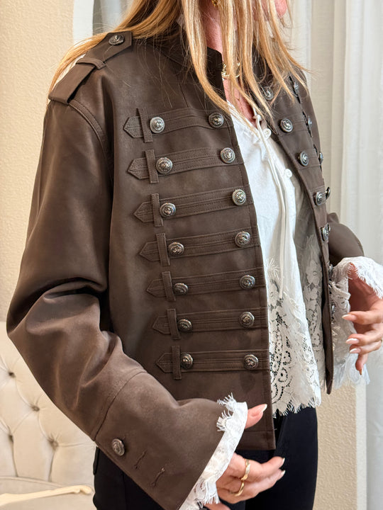 Veste daim officier choco 9523