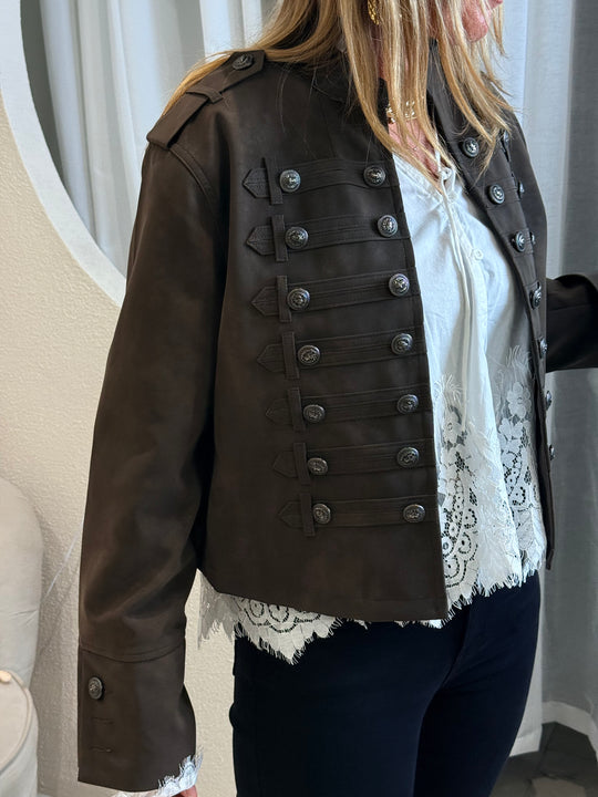 Veste daim officier choco 9523
