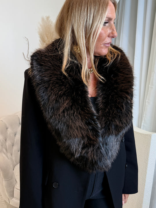 Col fourrure amovible Noir/Brown