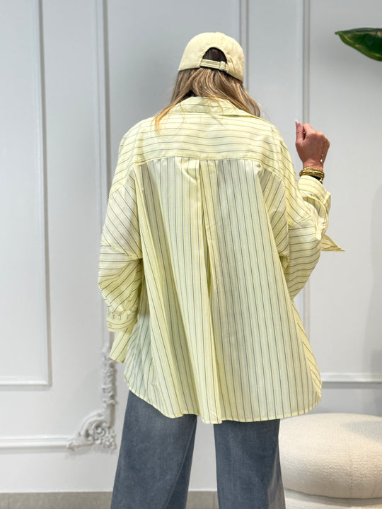 Chemise rayure maxi oversize 977 Jaune