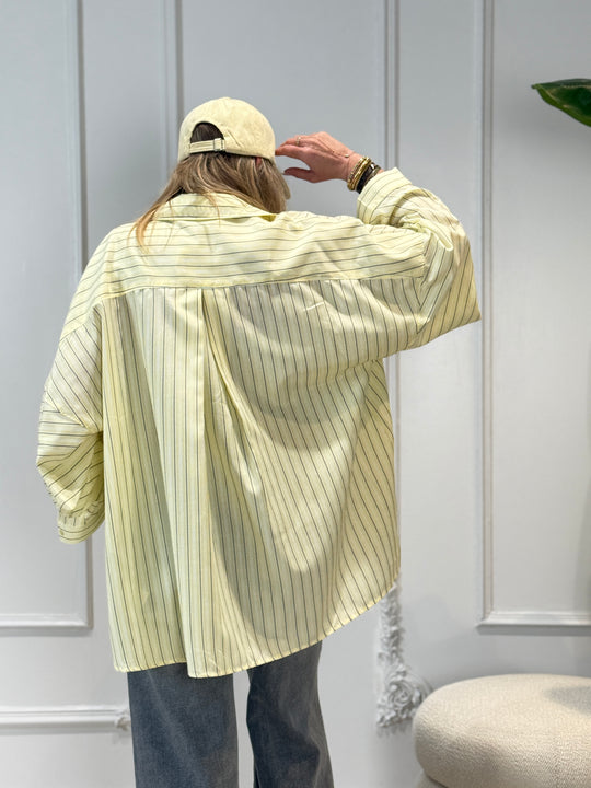 Chemise rayure maxi oversize 977 Jaune