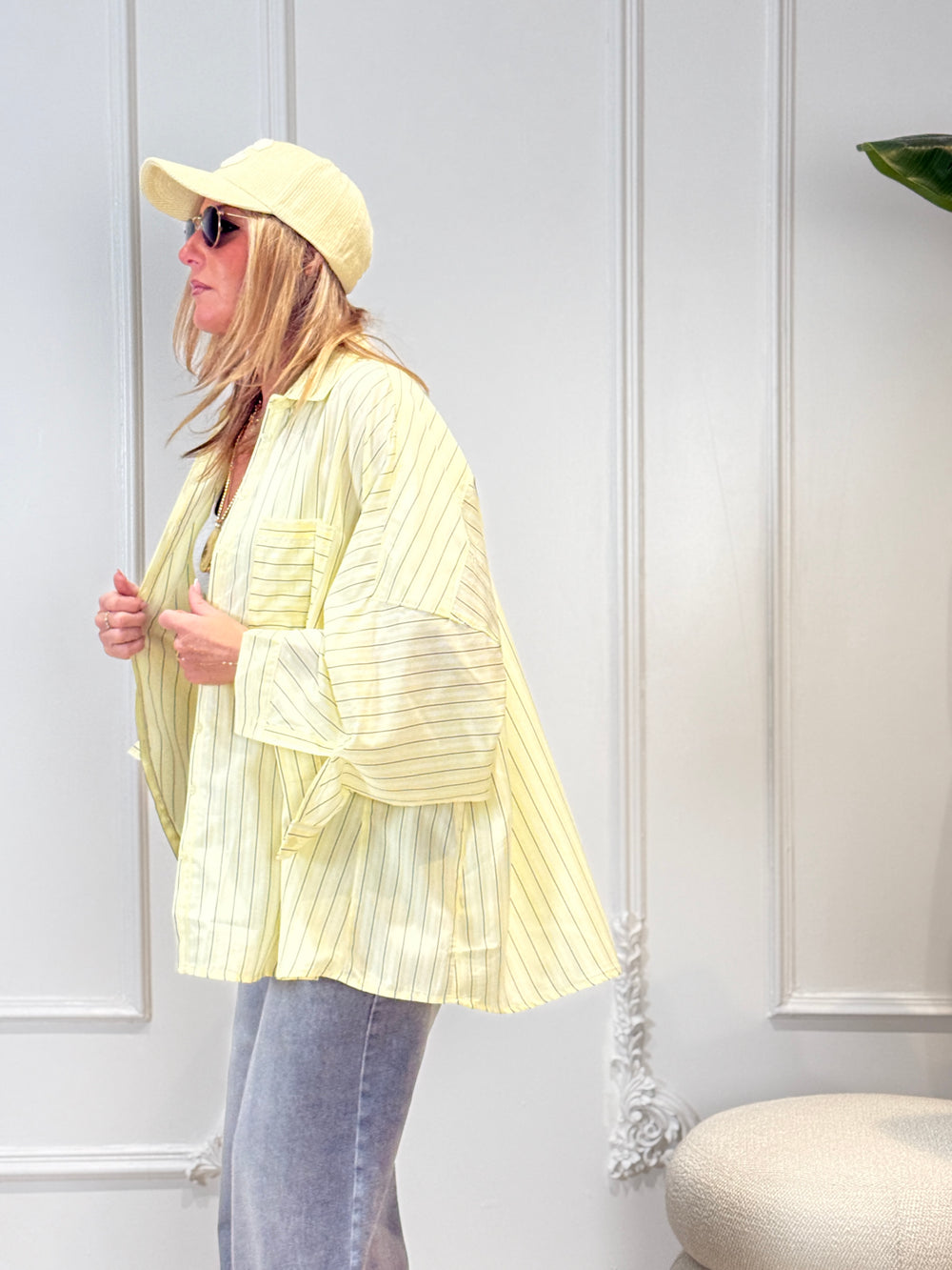 Chemise rayure maxi oversize 977 Jaune