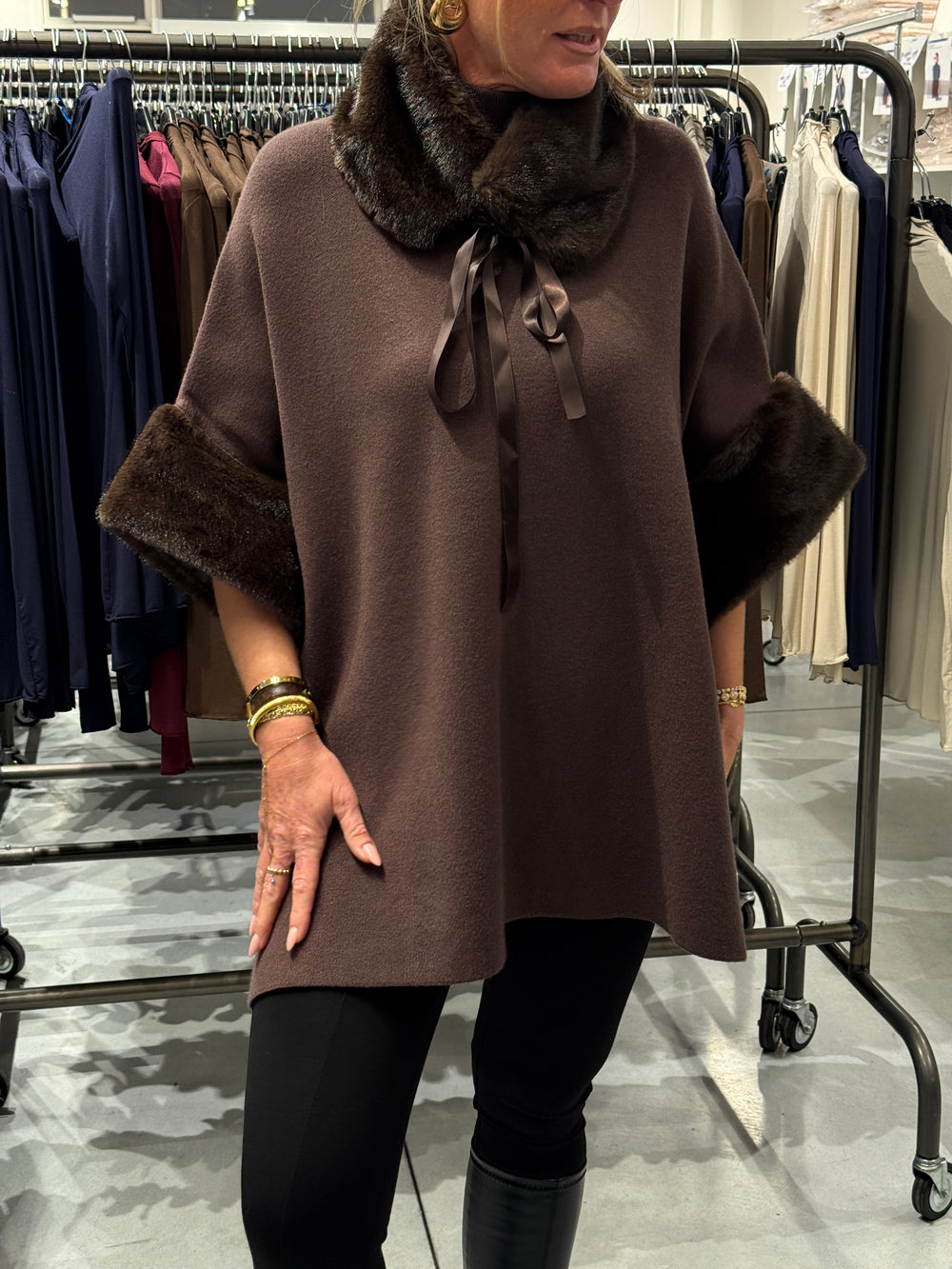 Poncho choco fourrure