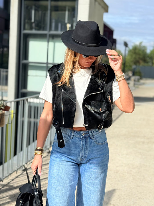 Veste similicuir brillant 8414