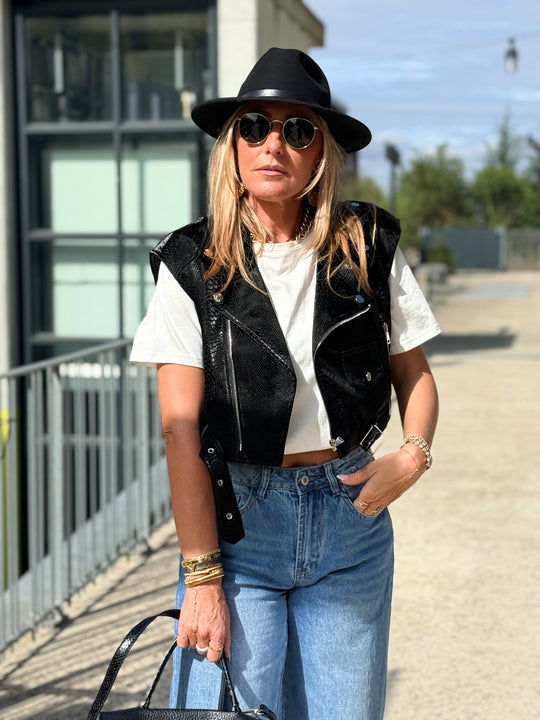 Veste similicuir brillant 8414