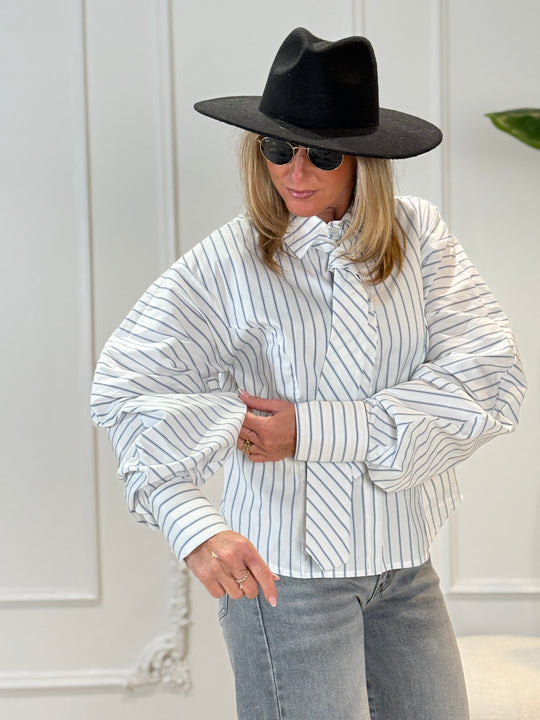 Chemise rayure cravate blanc/rayure