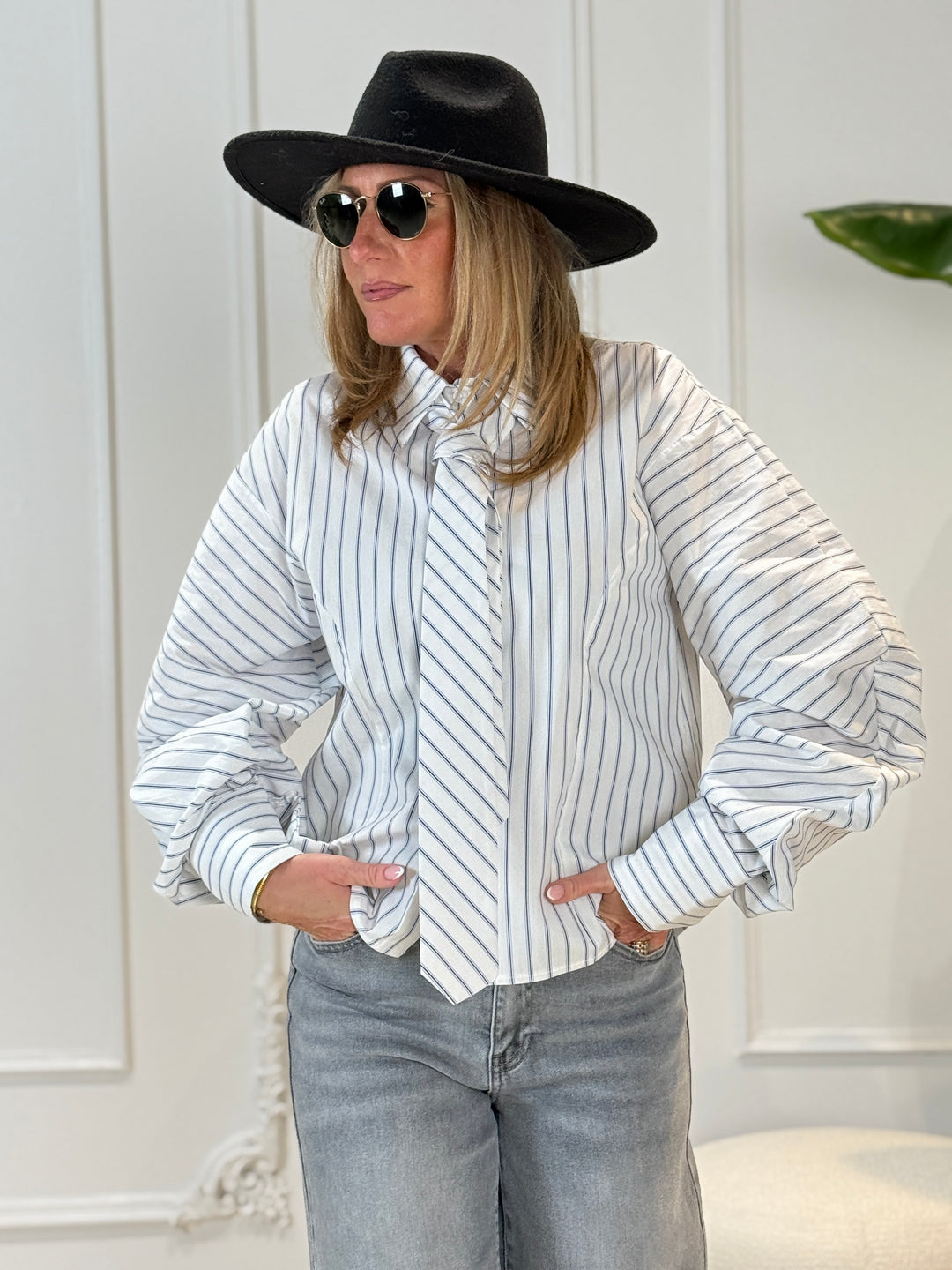 Chemise rayure cravate blanc/rayure