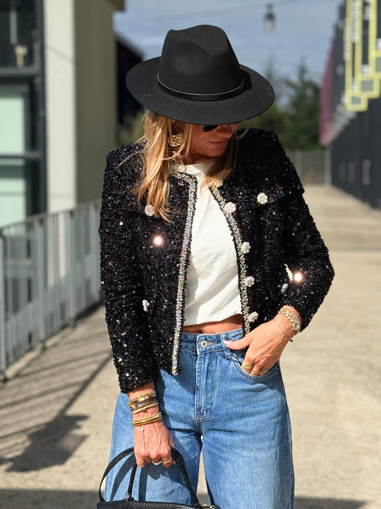 Veste sequin 24150 Noirs (taille petit )
