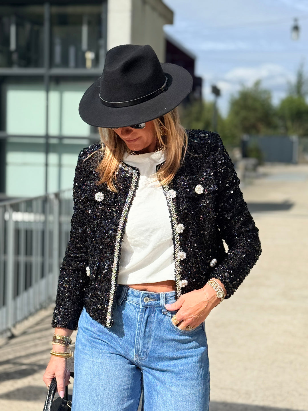 Veste sequin 24150 Noirs (taille petit )