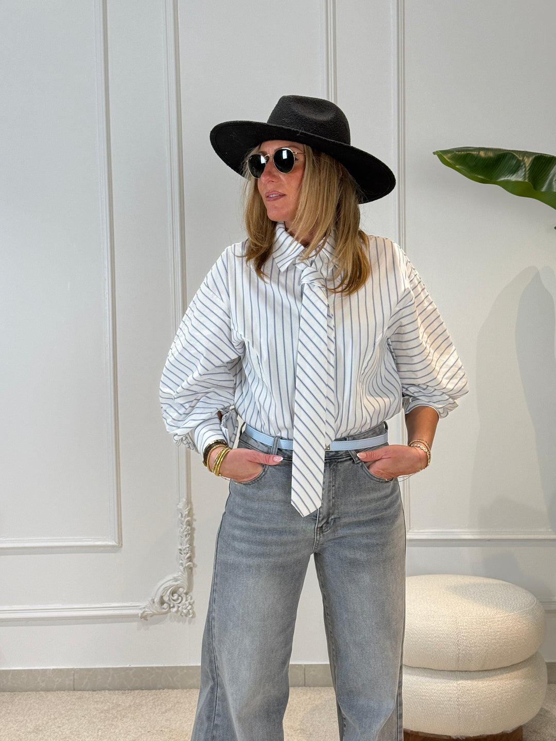 Chemise rayure cravate blanc/rayure