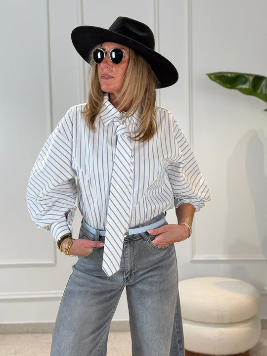 Chemise rayure cravate blanc/rayure