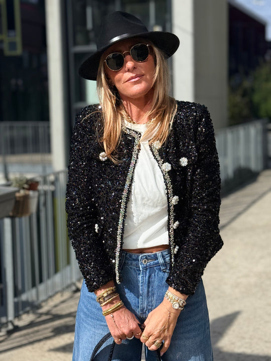 Veste sequin 24150 Noirs (taille petit )