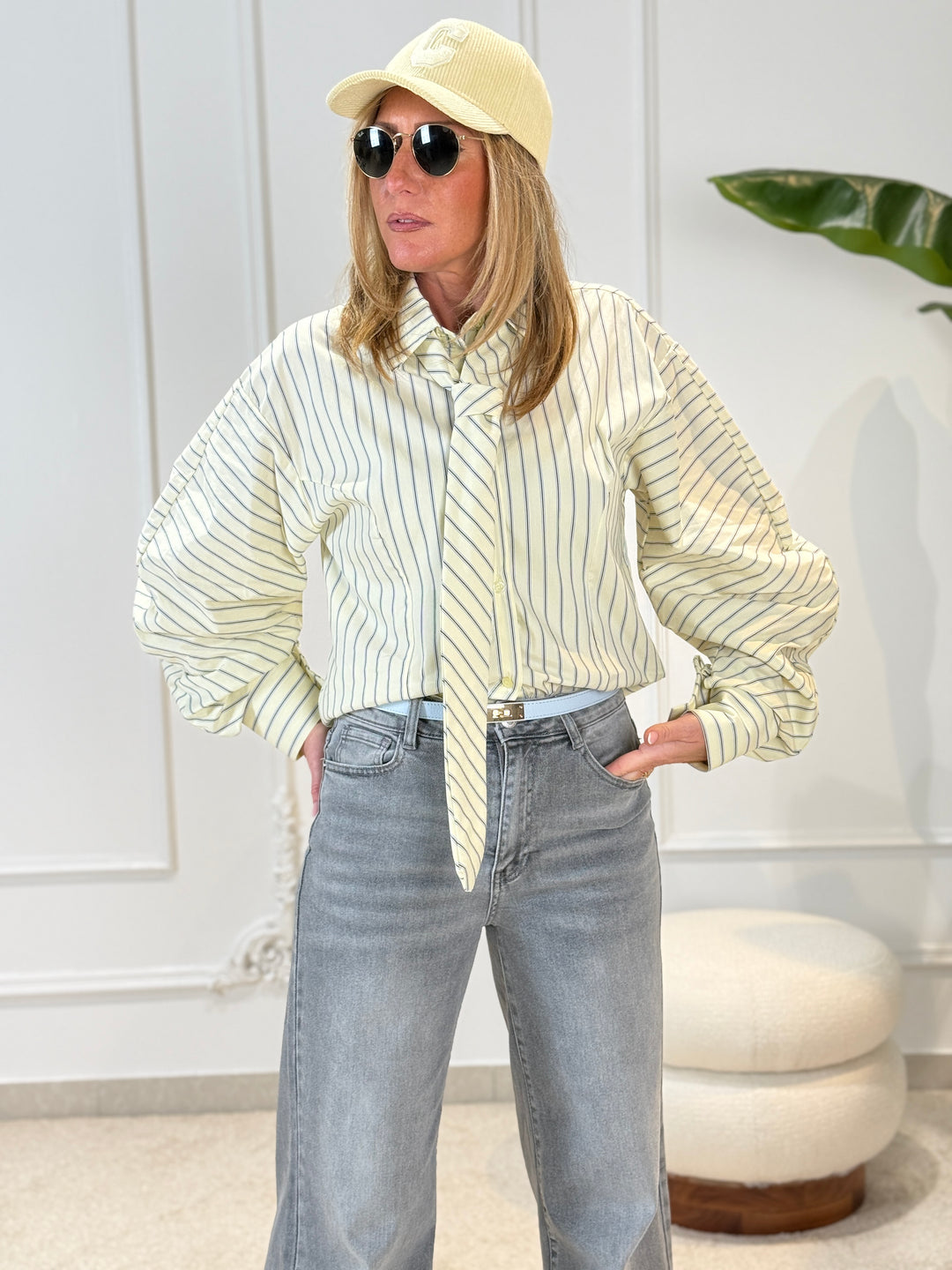 Chemise rayure cravate Jaune