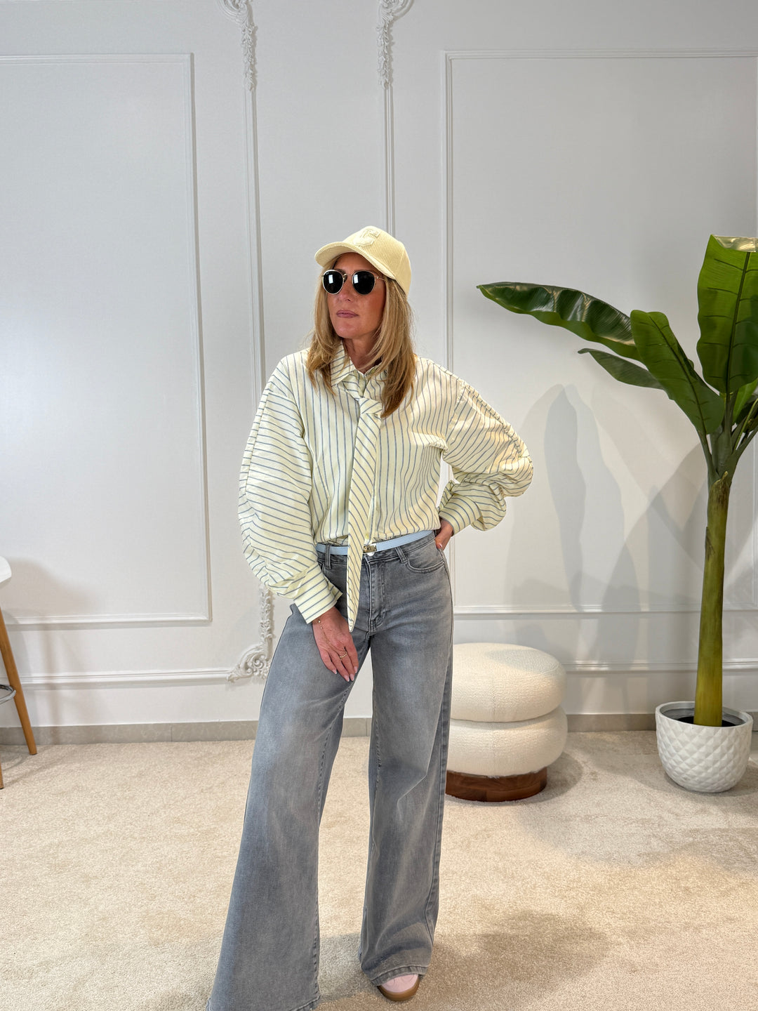 Chemise rayure cravate Jaune