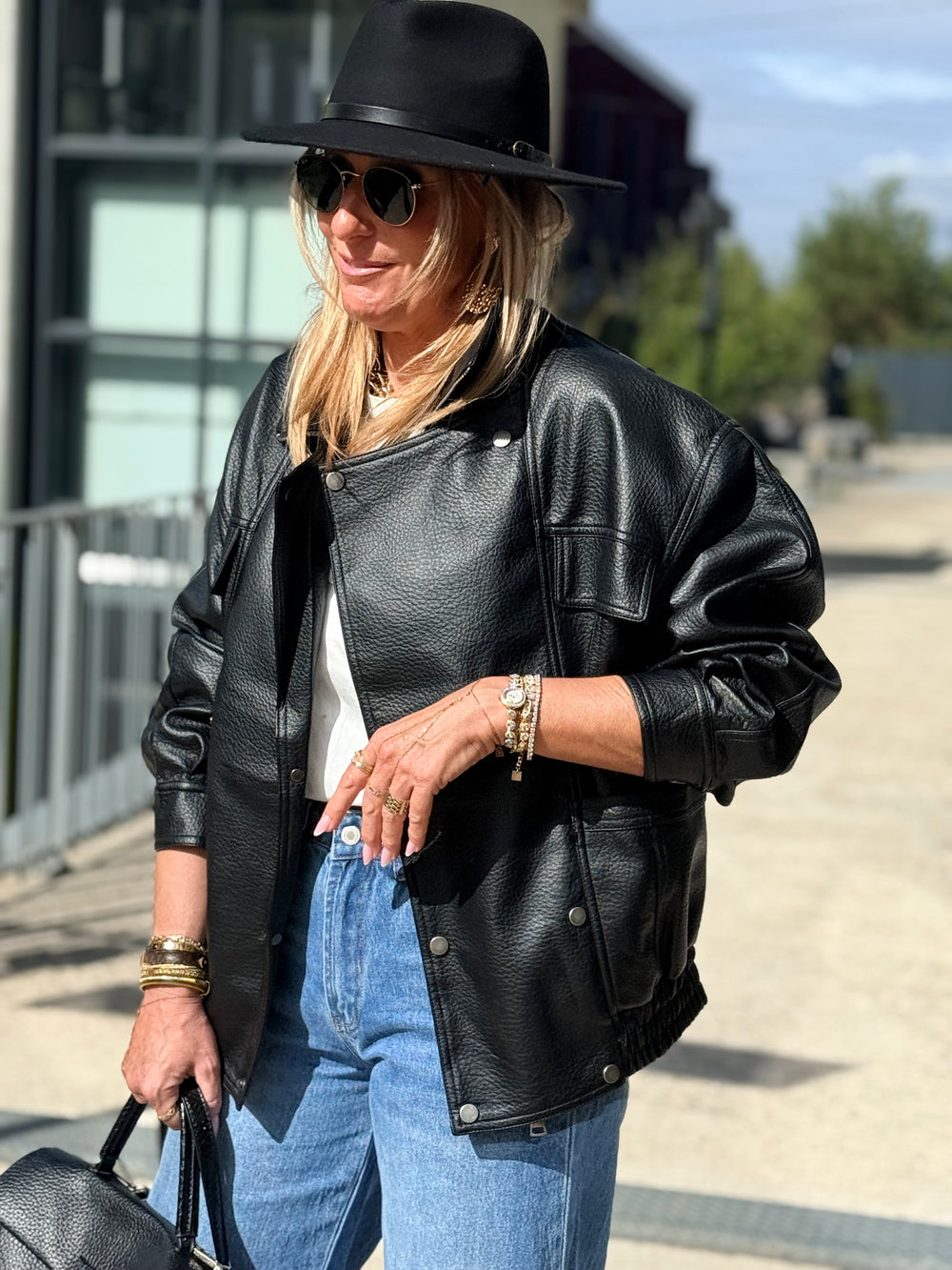 Veste similicuir oversize 870 Noir